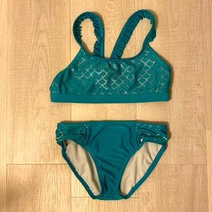 Cute Girls Teal Mermaid 2-Piece Bathing Suit, Cat & Jack 6